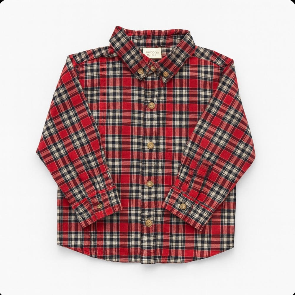 Classic Red Plaid Kids Button-Down Shirt